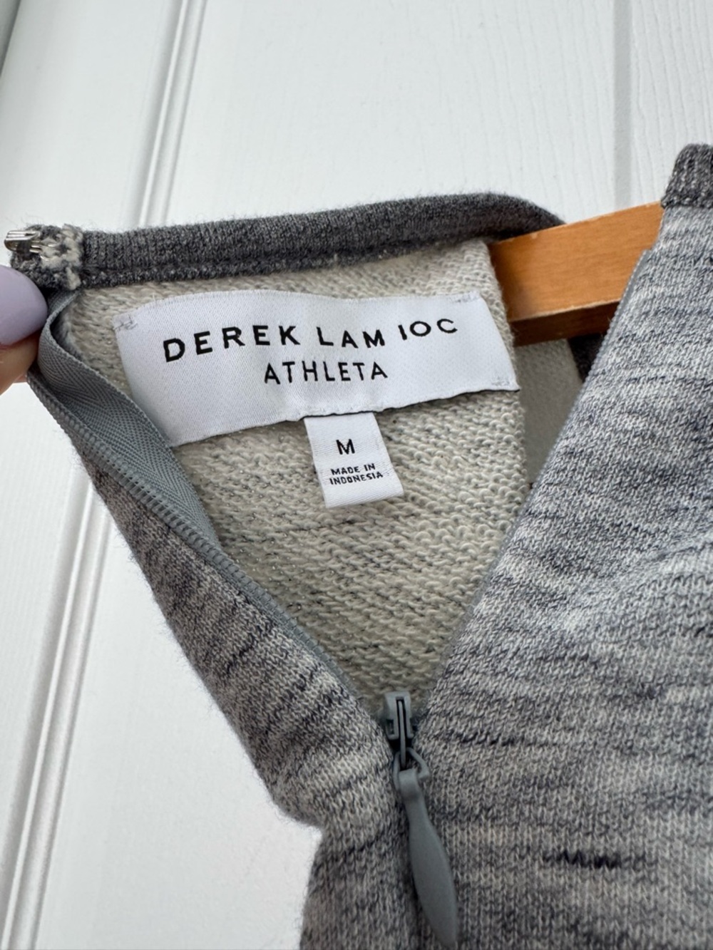 Athleta Gray and White Sleeveless Knit Fit-and-Flare Dress - Picture 3 of 3